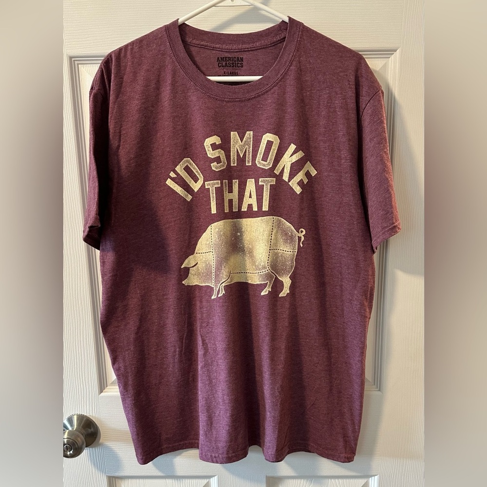 “I’d Smoke That” Men’s Tshirt Plum Color. Size XL